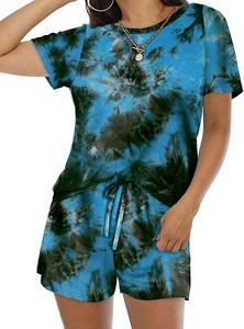 Femmes de filles vêtements ensembles 2 Deux Pièce D'été Ensemble Col Rond Se Prélasser Porter Respirant Doux Tissu À Manches Courtes T-Shirts Shorts - Product Image 2