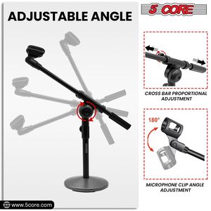 Support de microphone de bureau universel à base ronde 5-en-1 pour table - Product Image 3