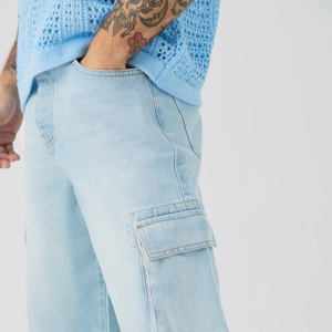 Shorts en jean pour hommes, les plus populaires pour l'été, délavés, effet usé, imprimés, style streetwear vintage, hip-hop - Product Image 5