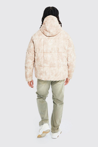 Veste matelassée pour homme avec capuche, boutons et fermeture éclair, personnalisable avec logo et couleur unie, style hiver, prix abordable, en promotion - Product Image 2