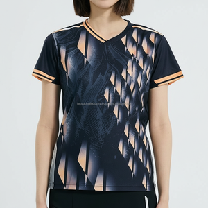 Uniforme de Bádminton para Mujer, Estampado, Cuello en V, Manga Corta, Transpirable, Personalizado, OEM, Venta al Por Mayor - Product Image 3