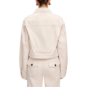 Chaqueta Corta de Mezclilla Blanca para Mujer, Estilo Casual, 100% Algodón, con Botones, Marca Leathertex Classic - Product Image 2