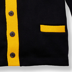 Women's Black Yellow Color Blocking Cardigan Button Front Full Sleeve Casual Knitted Sweater Autumn Wear - Product Image 4