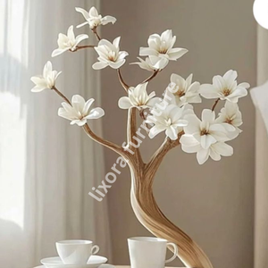 Artistic <b>Tree</b> Shaped Solid Wood Side Table Luxury Handcrafted Flower Design Bedside Display <b>Stand</b> - Product Image 2