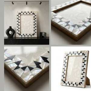 Cadre photo artisanal en nacre incrustée, forme et taille personnalisées, support d'image imprimé sur mesure pour un intérieur élégant - Product Image 5