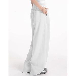 Pantalon de survêtement personnalisé pour femme, hiver, écologique, respirant, doublure polaire, mélange de coton, taille élastique, jambe large, avec cordon de serrage et poches - Product Image 4