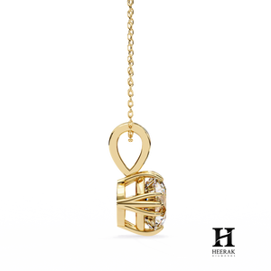 Pendentif solitaire classique à 6 griffes avec diamant rond, collier en or 14K/18K pour femme - Product Image 4