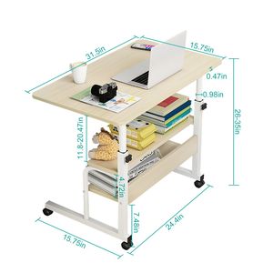 Tavolino per Laptop a 3 Livelli Regolabile in Altezza con Ruote per Divano, Letto, Soggiorno e Snack - Product Image 2