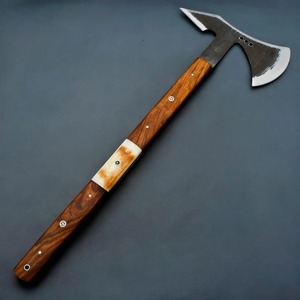 Hache à tête de piolet en acier forgé à la main avec manche en bois, hache tactique pour l'abattage des arbres - Product Image 1
