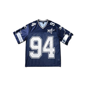 Jersey de Fútbol Americano Personalizado en Malla Azul Oscuro, Cuello en V, Uniforme de Equipo con Números en Tackle Twill, Fabricante OEM al por Mayor - Product Image 2