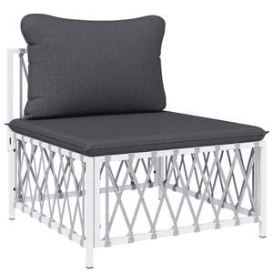 Ensemble de salon de jardin blanc avec coussins gris foncé - Product Image 5