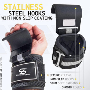 Service OEM, Dernier Design, Crochets plats pour musculation, Entraînement de fitness, Crochets de musculation avec support de poignet - Product Image 4