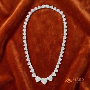 925 Sterling Men's Moissanite Heart Tennis <b>Necklace</b> Luxury Heart Chain Fashion Jewelry 925 Sterling Silver Hiphop Style Party - Product Image 3