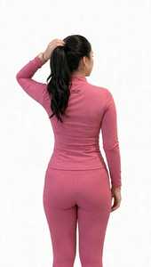 ONETEN APPAREL <b>Women</b> <b>Pink</b> Long Sleeve Zip Up Yoga Jacket Stand Collar Athletic <b>Top</b> - Product Image 4