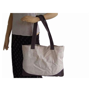 Bolsa de Mano Promocional de Lona Ecológica de Dos Colores con Logotipo Personalizado para Mujer, Reutilizable, al Por Mayor, al Mejor Precio, con Asa Marrón de 50 cm - Product Image 2