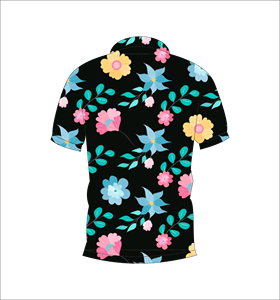 Camisa polo con estampado floral multicolor negra para hombre, camisa de golf informal de verano de manga corta a la moda - Product Image 2