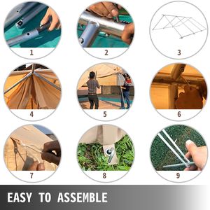Grande Tenda da Campeggio in PVC 12x14ft con Parete Antitempesta, Impermeabile, con Foro per Stufa, per Avventure all'Aperto - Product Image 6
