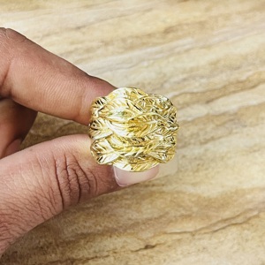 Fashionable Brass <b>Rings</b> Boho Leaf Band <b>Ring</b> For Women 18k Gold Plated Nature Floral Statement Jewelry <b>Chunky</b> <b>Ring</b> For Wholesale - Product Image 4