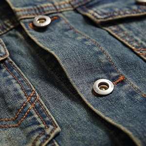 Veste en jean indigo non lavé pour homme, en denim brut épais, durable et résistante, par Outfitize - Product Image 4