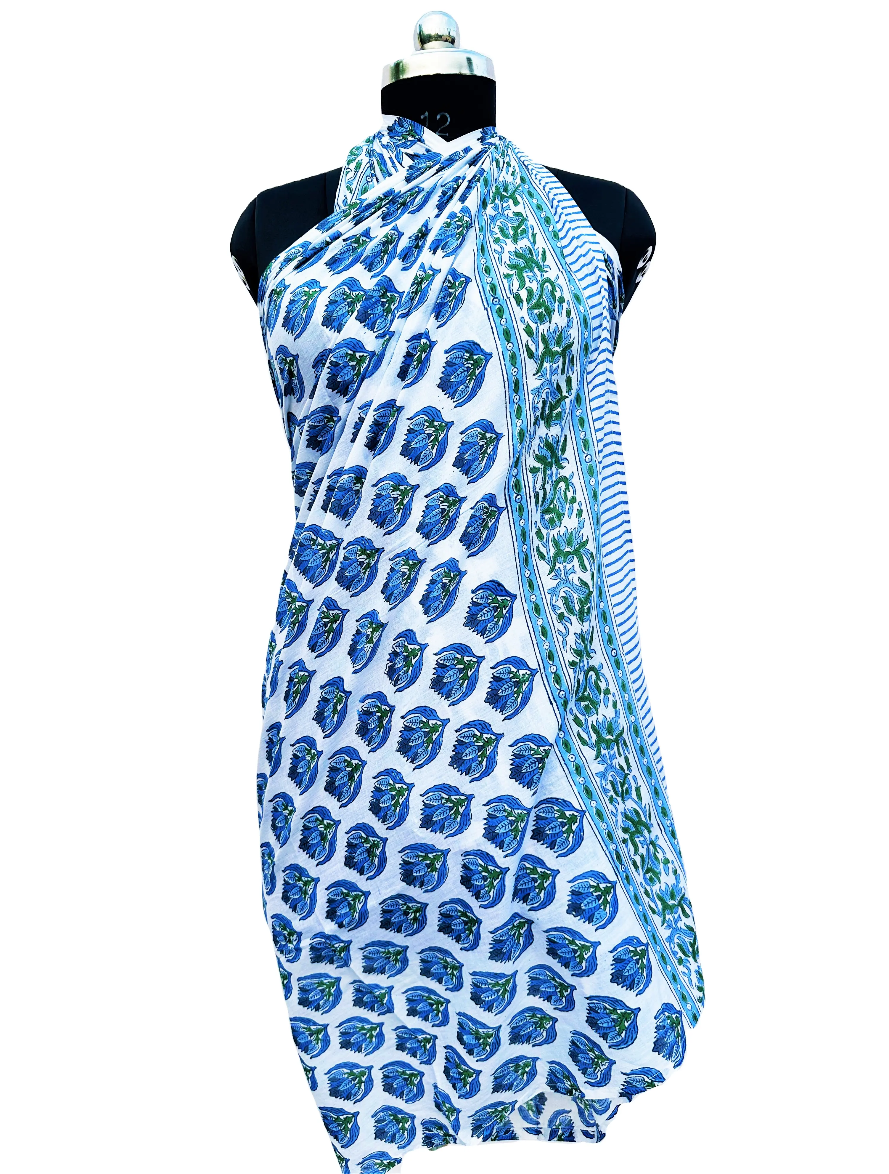 Écharpe en coton imprimé floral indien fait à la main coloré Sarong paréo pour femme cadeau d'ami pour sa robe de bikini