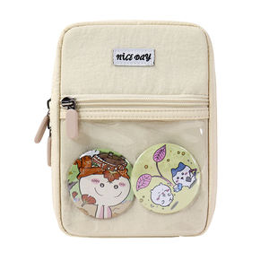 Nouvelle trousse de papeterie transparente avec poche avant, motifs de dessins animés mignons, format A5, sac de papeterie en nylon bleu clair SENDA - Product Image 3
