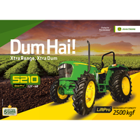 Tracteur agricole JD 5210 GearPro 50 CV 2100 tr/min 2 roues motrices Moteur JD PowerTech Réservoir de carburant 68L Capacité de levage 2000 Kgf Vert