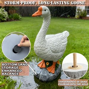 Grande Statua di Oca in Resina Bianca da 20 Pollici, Figurina Decorativa Cygnus per Veranda, Giardino e Prato - Product Image 4