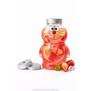 400ml Food-Grade PET Plastic <b>Bear</b> <b>Bottle</b> with Aluminum Lid and Straw Hole Plastic <b>Bottles</b> Category - Product Image 4