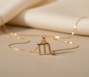 <b>Scorpio</b> Zodiac 18K Gold Plated Brass Trendy Box Chain <b>Necklace</b> with Natural Stone Children's Gift Astrology Pendant - Product Image 2
