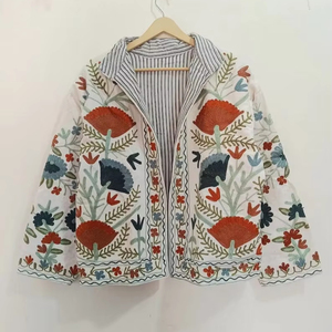 <b>White</b> Suzani Velvet Short <b>Jacket</b> |Winter Coat Ethnic Bohemian Outerwear Winter Kimono <b>Jacket</b> Gift Traditional Embroidery <b>Jacket</b> - Product Image 1