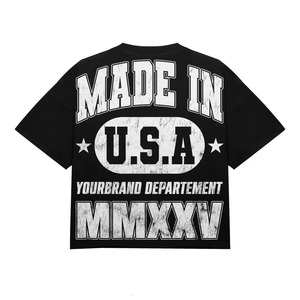 เสื้อยืดโอเวอร์ไซส์สีดำสำหรับผู้ชาย YOURBRAND DEPARTEMENT ผลิตในสหรัฐอเมริกา พิมพ์ลายด้วยเทคนิค Heat-Transfer ระบายอากาศได้ดี แห้งเร็ว สไตล์สตรีท คอกลม - Product Image 2