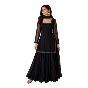 Robe Anarkali Punjabi de créateur, vêtements indiens et pakistanais, tenue 3 pièces, tailles personnalisées, broderie, vêtements de fête - Product Image 1