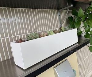 Heavy Duty Rectangular Stainless Steel Long <b>Planter</b> Bulk White Finish Metal <b>Planter</b> with Drainage System for Home Office Balcony - Product Image 1