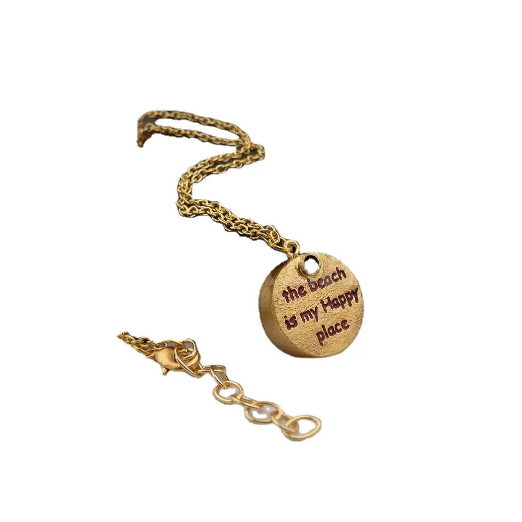 Chaîne élégante plaquée or avec citations sur pendentif de collier SKU6028