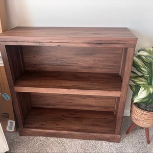 Wooden <b>Storage</b> Shelf Double Tier Rectangle Standing Type <b>For</b> Living Room Minimalist Design Durable Lacquered Finish - Product Image 1