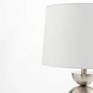 Zenith Capsule Metal Table <b>Lamp</b> with White Linen Drum Shade Brushed Nickel Finish Soft Ambient Lighting for Home Decor - Product Image 2