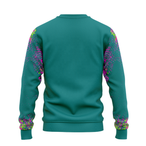 Sudadera de cuello redondo para hombre, color verde azulado con efecto salpicado, con logotipo personalizado, gráfico, manga larga, para equipos, entrenamiento, ropa de invierno, OEM - Product Image 2
