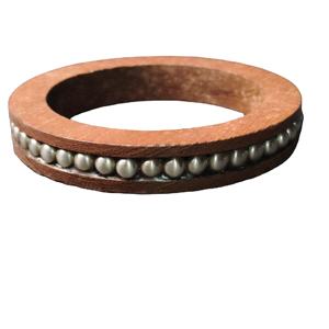 Brazalete de Madera Natural de Lujo con Borde de Perlas Incrustadas - Brazalete de Madera con Materiales Mixtos Únicos - Estilo Boho-Chic Femenino - Product Image 1