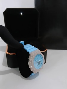 Boîtier de montre GA2100 couleur or rose personnalisé, serti de moissanite colorée, bracelet trèfle en moissanite VVS, ensemble de bijoux de luxe - Product Image 6