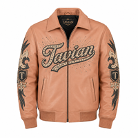 Blouson Bomber Homme Personnalisé en Cuir Véritable avec Patch Brodé, Blouson de Course Style Universitaire, Fabricant OEM ODM en Gros