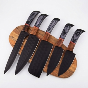 Ensemble de couteaux de cuisine en acier inoxydable avec revêtement en poudre, pour usage domestique et professionnel, avec étui en cuir, manche en bois, couteaux forgés, fabricant de couteaux - Product Image 1