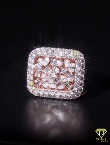 Hip Hop Rectangle Ring Moissanite Diamond Rose Gold Plated Fashion Jewelry For Unisex Wear - Product Image 1