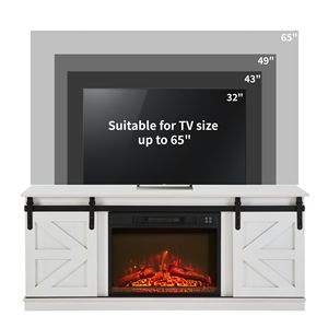 Mobile TV in Stile Rustico con Porta Scorrevole e Vano Portaoggetti per TV fino a 65 Pollici - Product Image 6
