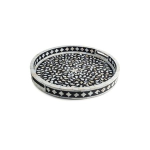 Indian Special High Quality Round Serving Trays Handmade Mother of Pearls Trays Moroccan Design Homewares Stores Dubai Saudiya - Product Image 1