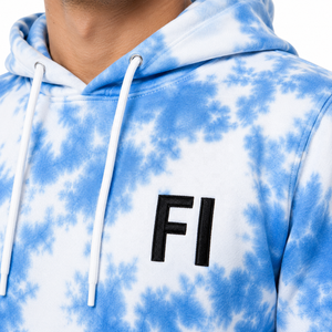 Sudadera con capucha tie-dye de felpa francesa, pantalones casuales de chándal con hombros caídos, bolsillos delanteros y logo, conjunto de chándal y joggers, venta al por mayor OEM - Product Image 5