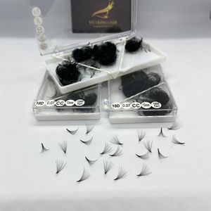 Pestañas de seda vietnamitas hechas a mano, abanicos preformados, naturales y suaves, 500/1000 abanicos, longitud de 8-25 mm, 10D-20D, negro mate - Product Image 3