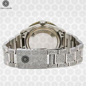 Charm Jewells Reloj de cuarzo analógico redondo con incrustaciones de diamantes para mujer, de lujo, de acero inoxidable, 36 mm, cierre plegable, cristal de zafiro - Product Image 4