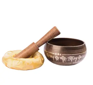 Authentic Antique Tibetan Meditation Yoga Singing Bowl - Small Size with Exquisite Buddhist Symbol Etchings