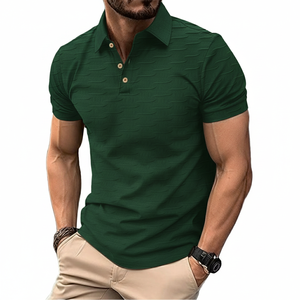 Chemise de golf pour homme de luxe, de haute qualité, respirante, tricotée, 100% coton, manches courtes, séchage rapide, couleur unie, poche avant brodée - Product Image 1