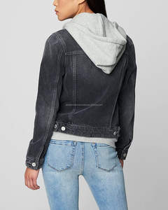 Chaqueta vaquera ajustada para mujer, Chaquetas vaqueras negras elásticas, diseño a la moda, Material de alta calidad, logotipo personalizado - Product Image 3